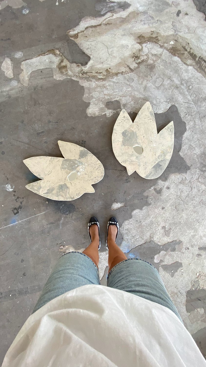 Deux miroirs Oiseau posés au sol