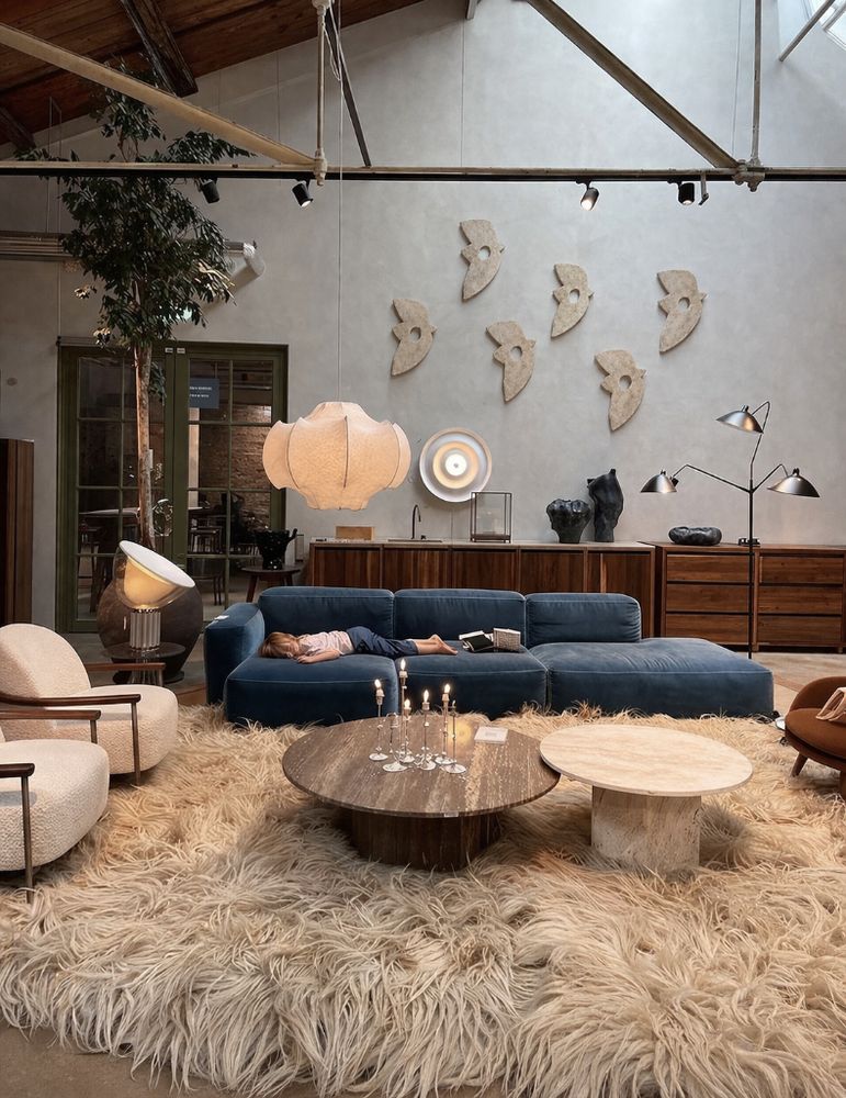 Envolée de sept Oiseaux sur le mur d'un loft